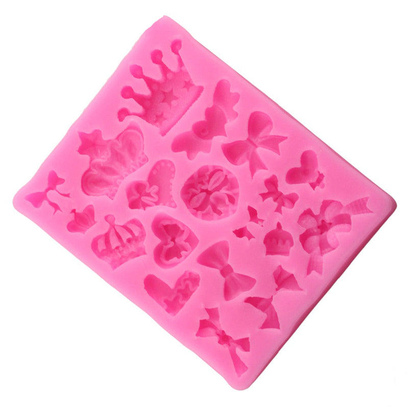 

Matrita din silicon 3D cu modele in forma de funda si coroana, pentru decorat si modelat prajituri, fursecuri, ciocolata, bomboane, ustensila pentru patiserie, accesorii pentru bucatarie