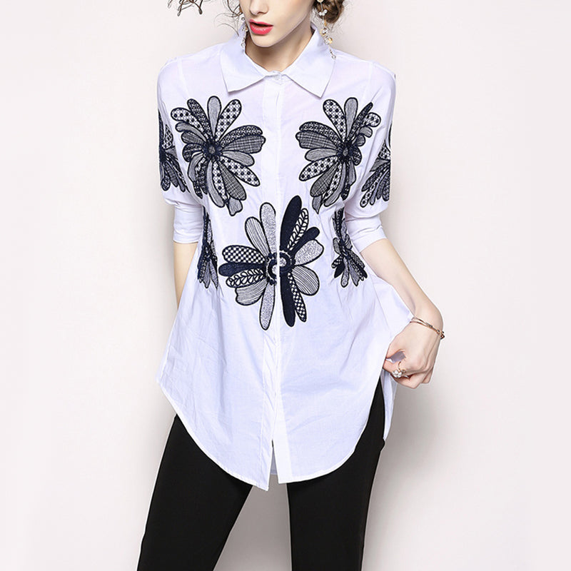 Bluze Vintage Batwing Brodate Floral Sus si Jos