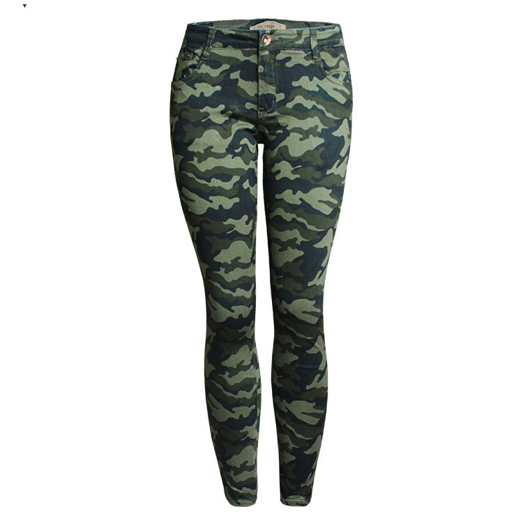 Jeans skinny imprimeu verde army, camuflaj, pantaloni de dama, pe corp, croiala tip creion, Camo jeans