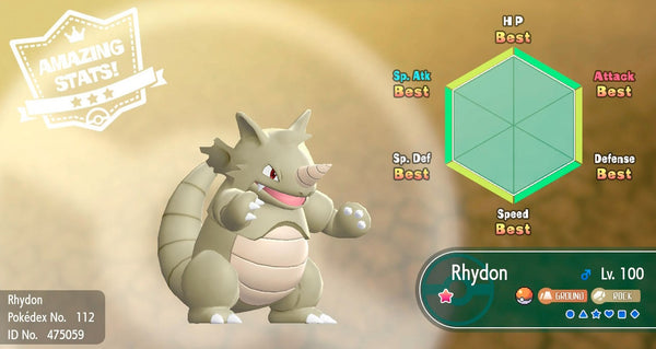 Shiny Rhydon Pokemon Let S Go 6iv Pokemon Shiny Pokemon