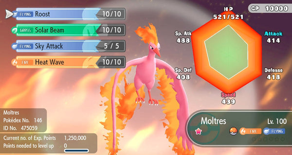 Shiny Legendary Moltres Pokemon Lets Go 6iv Pokemon Shiny Pokemon Legendary Pokemon