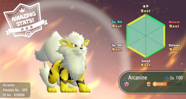 Shiny Arcanine Pokemon Let S Go 6iv Pokemon Shiny Pokemon