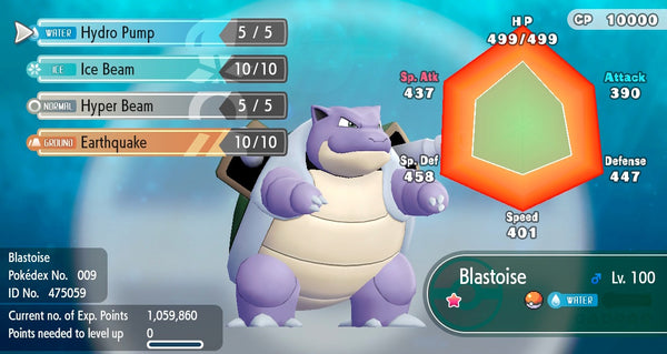 Shiny Blastoise Pokemon Lets Go 6iv Pokemon Shiny Pokemon