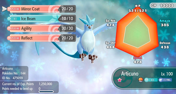 Shiny Legendary Articuno Pokemon Let S Go 6iv Pokemon Shiny Pokemon Legendary Pokemon