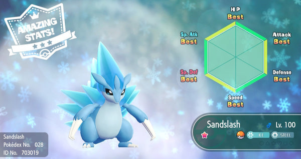 Shiny Alolan Sandslash Pokemon Lets Go 6iv Pokemon Shiny Pokemon