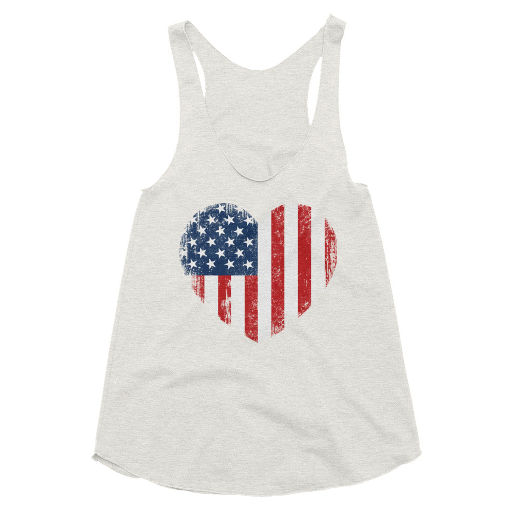 Women's Tri-Blend Heart Flag Racerback Tank by American Icon ...