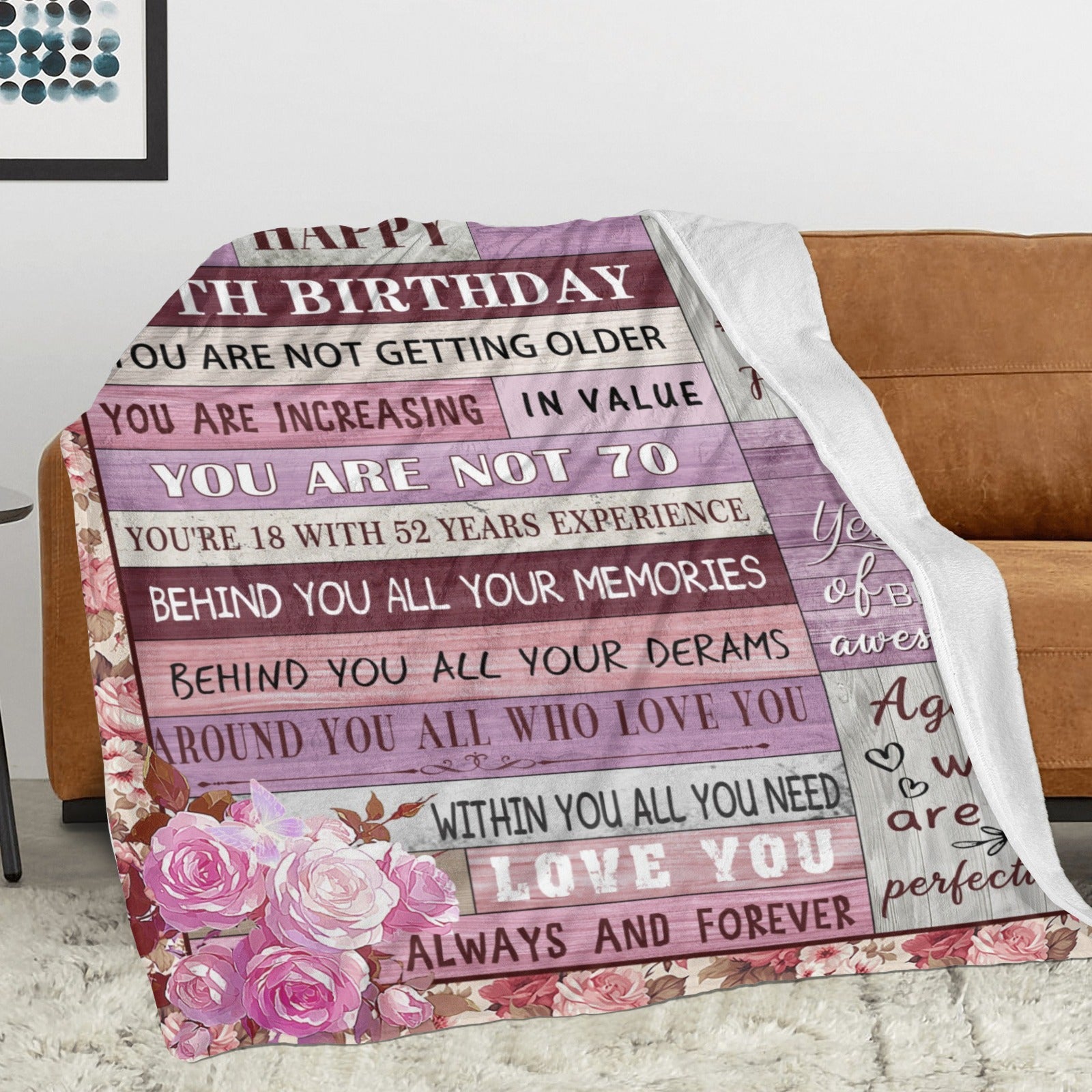 Birthday Gifts for Women Blanket, Happy Birthday Decorations Throw for Girls Her Friend Mom Sister Grandma Wife