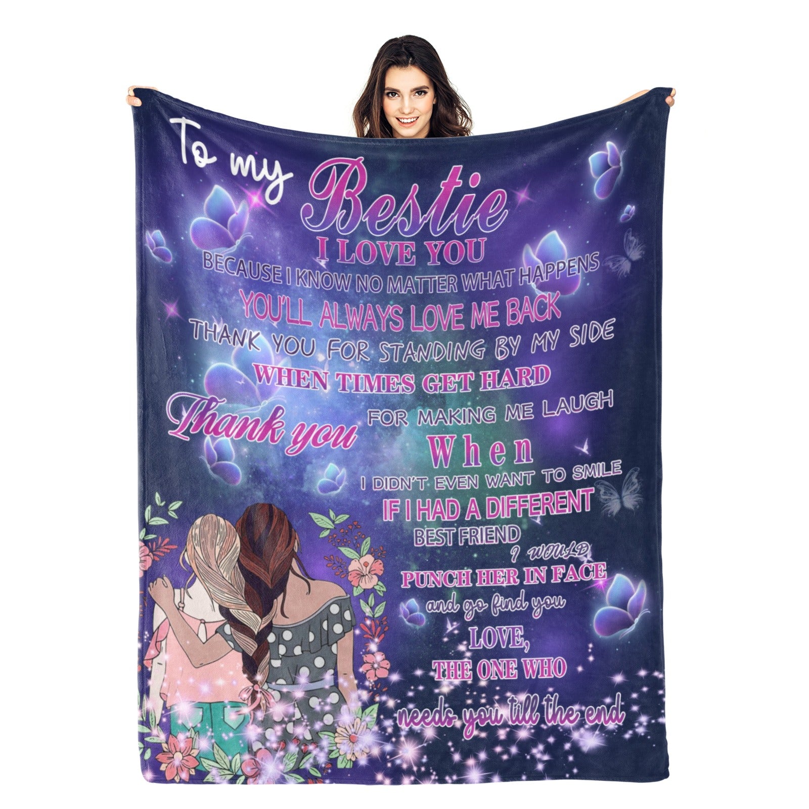 Bestie Blanket, Best Friend Birthday Gifts, Sister Throw Blanket Graduation Gifts Ideas for Women, Friendship Unique Gifts