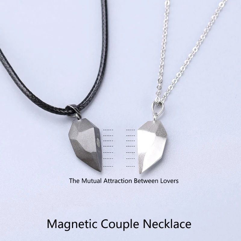 Wishing Stone Creative Magnet Couples Necklace Two Souls One Heart Pen