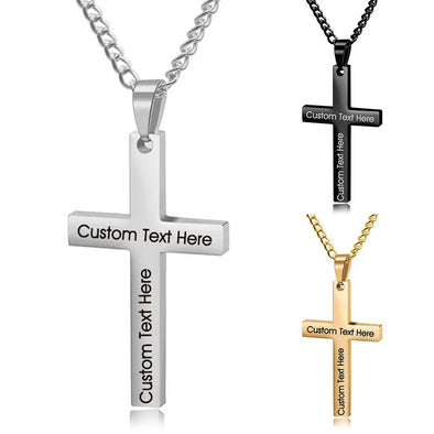 Engraved cross necklace mens, personalized cross necklace for him ...