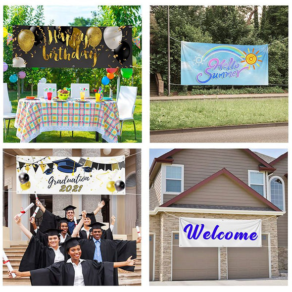 Custom Banners Signs 6'x2', Personalized Graduation Birthday Banner with Photo Text for Parties Business Decorations