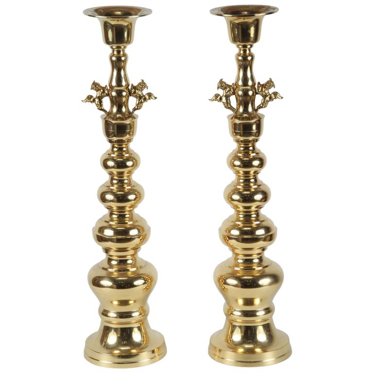 Early Ottoman Brass Candlestick - Kent Antiques