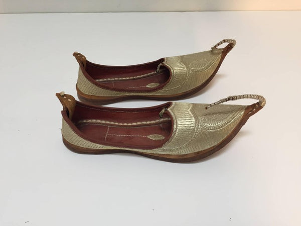 Turkish Leather Shoes with Gold Embroidered - E-mosaik