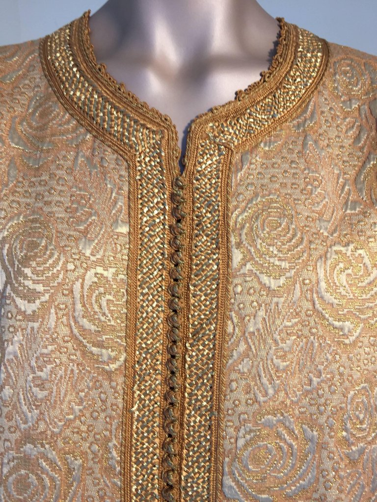 Moroccan Caftan in Gold Bronze Metallic Brocade, Maxi Gown Dress Kafta ...