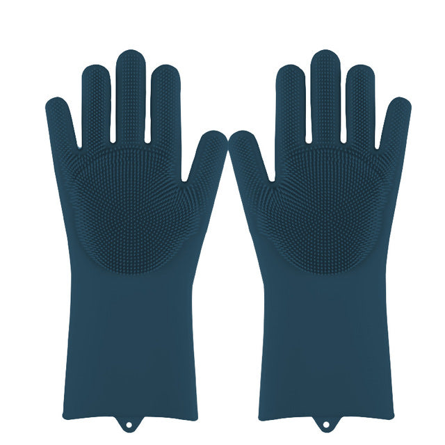 cleaning gloves with scrubbers