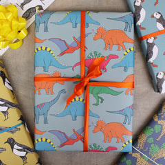 Dinosaur wrapping paper for children