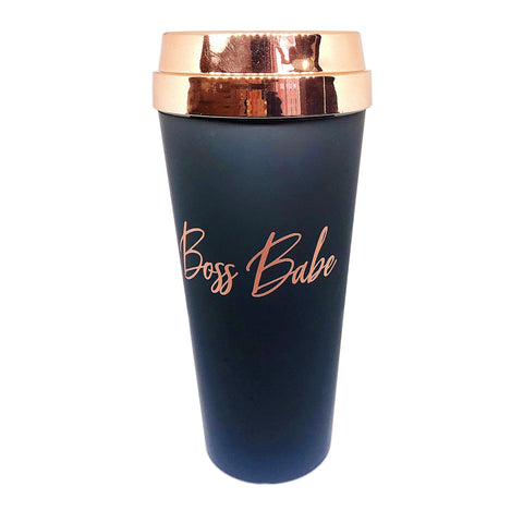 Boss Babe leopard rose gold metallic Starbucks cup reusable cup