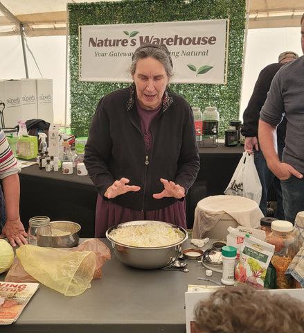 Cari Laudon of Nature's Warehouse demonstrates how to make sauerkraut 