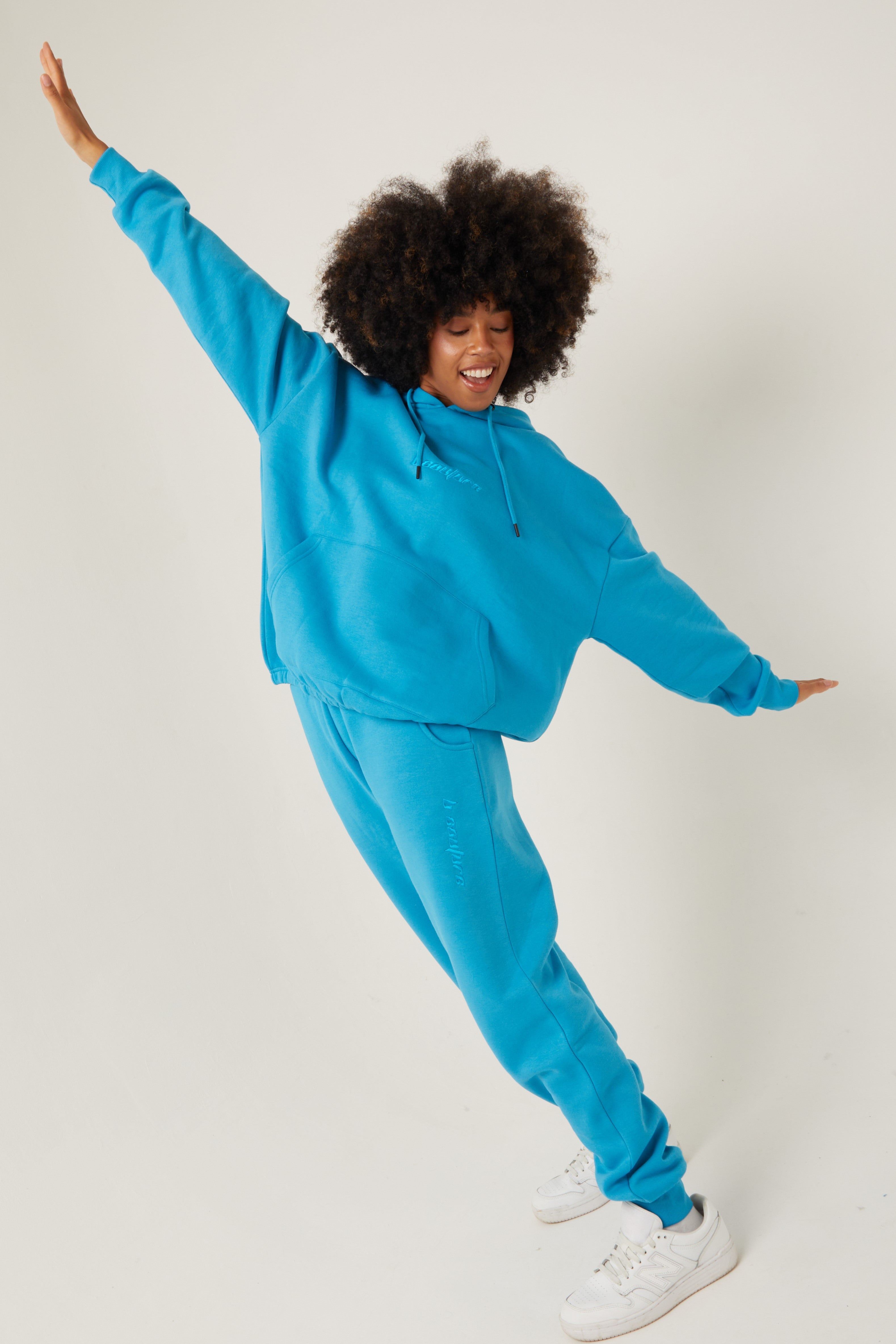 Image of Essential Oversized Fleece Tracksuit - Blue