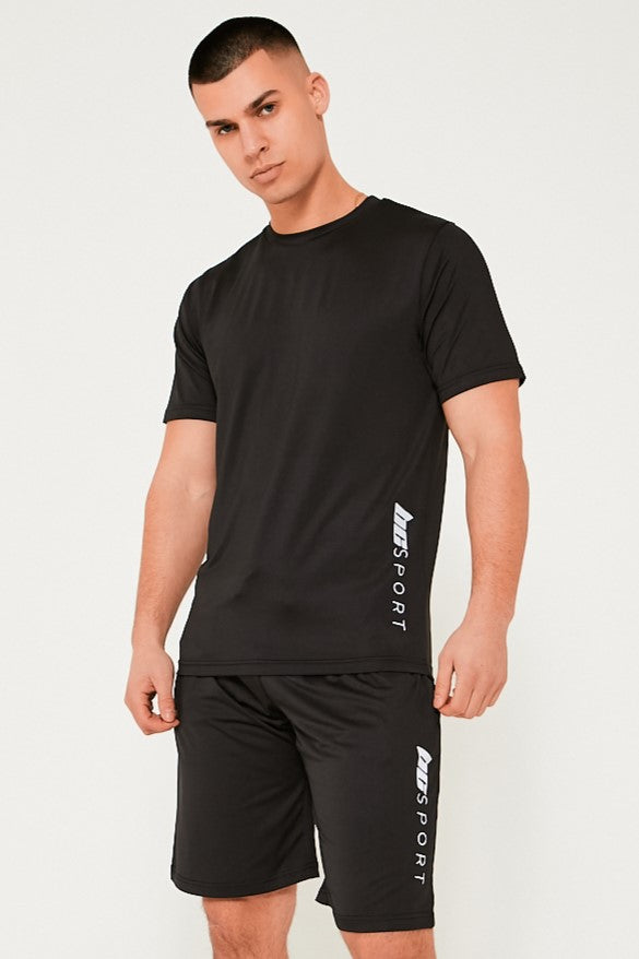 Hopton Activewear T-Shirt & Short Set - Black