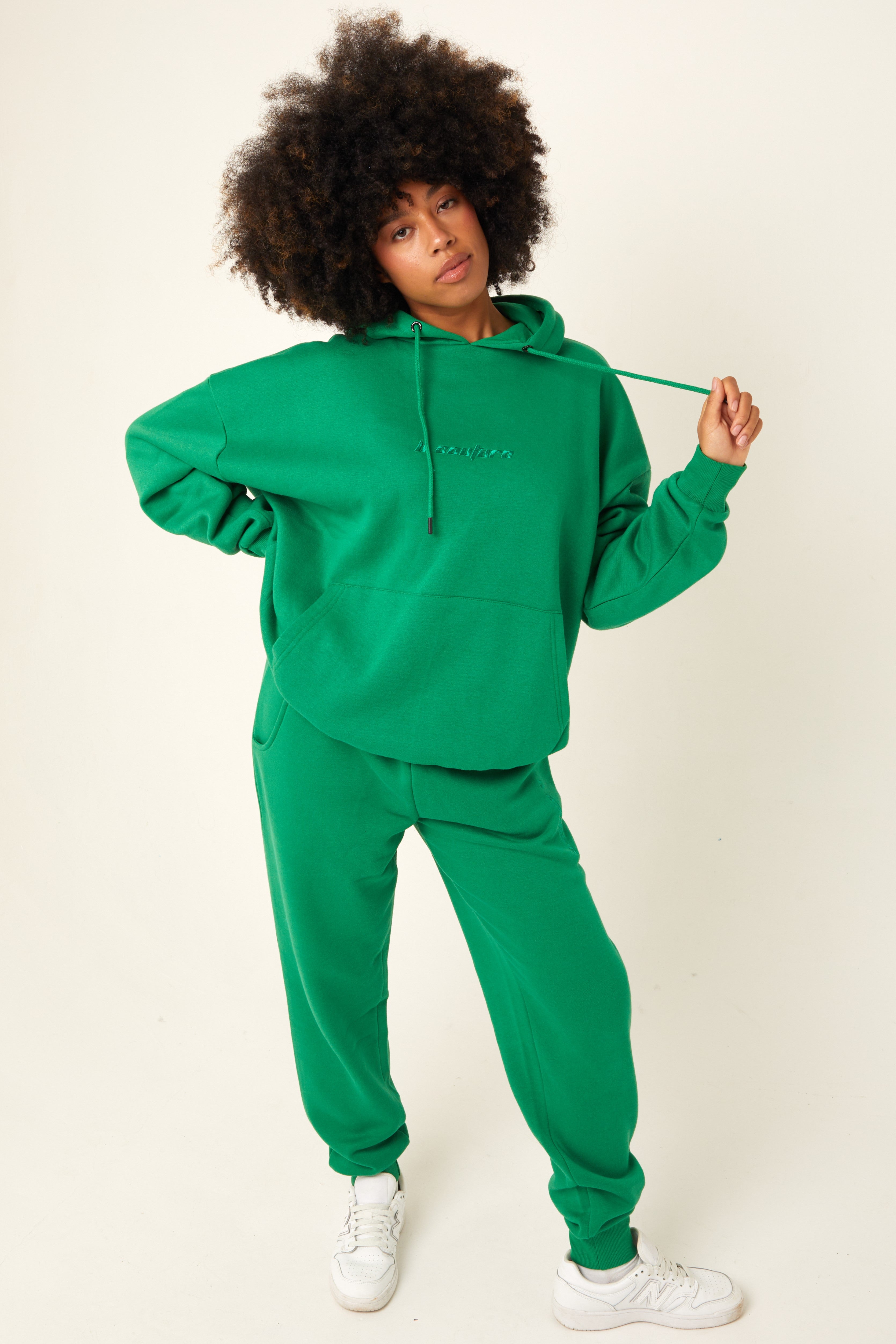 Image of Essential Oversized Fleece Tracksuit - Green