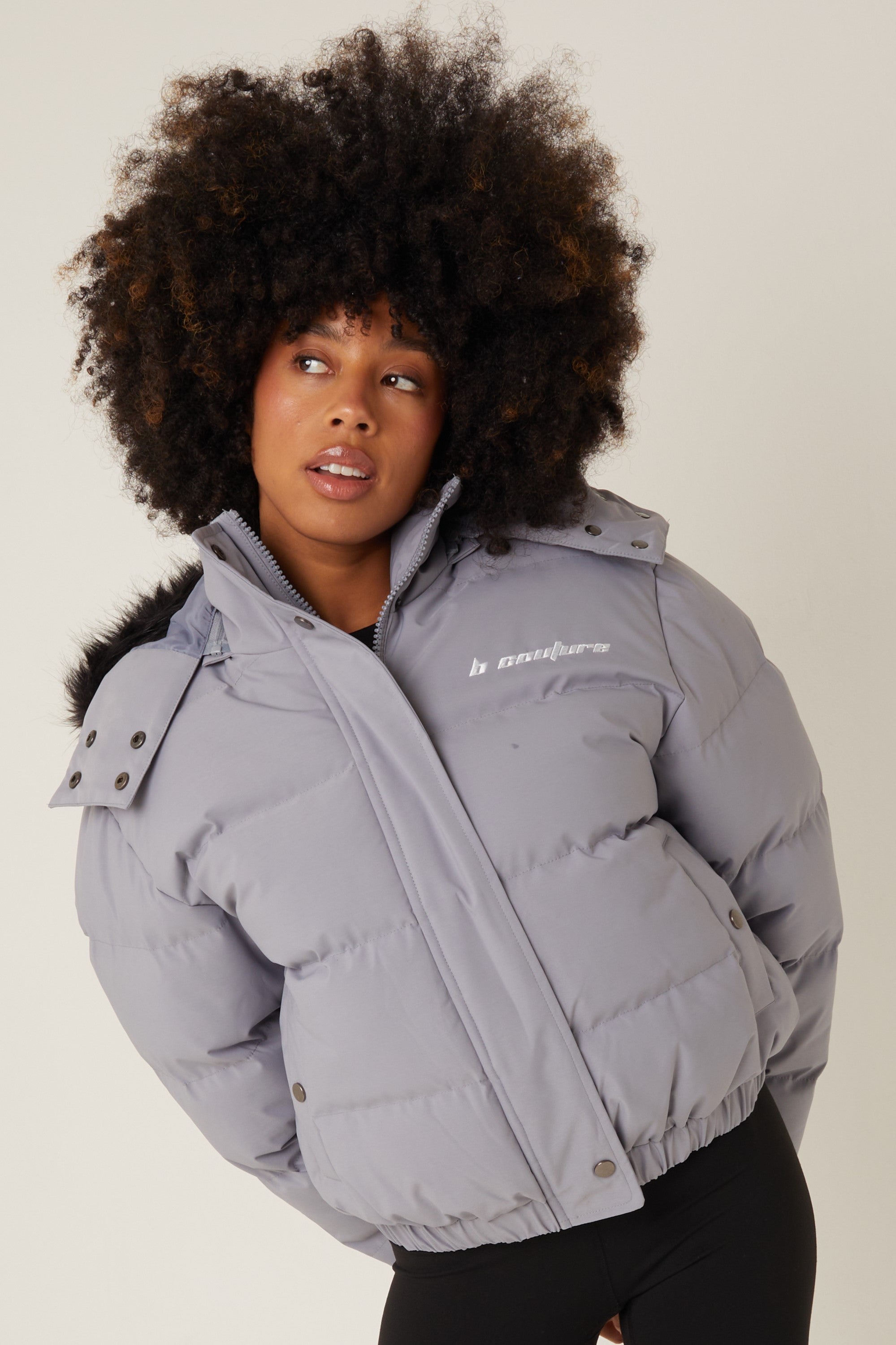 Image of Bethnal Green Cropped Puffer Jacket - Grey