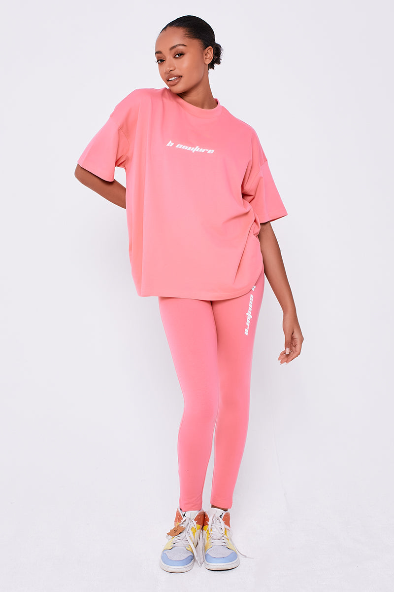 Womens Leggings & Oversized T-Shirt Co-ord Candy Pink Seven Sisters – B  Couture