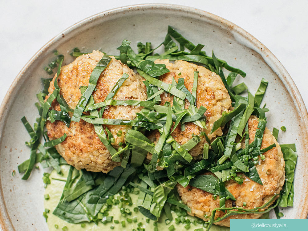 Deliciously Ella’s Quinoa Fritters With Minty Green Sauce