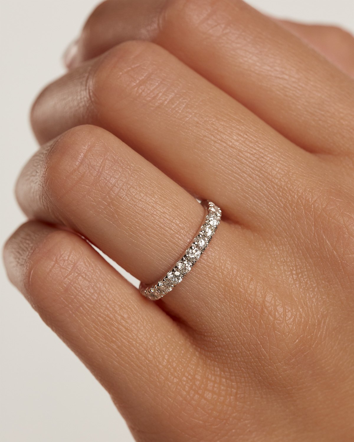 Diamonds and White Gold Eternity Supreme Ring - 18K solid white gold