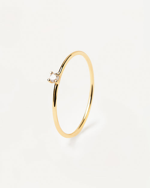 White Solitary Gold Ring - PDPAOLA
