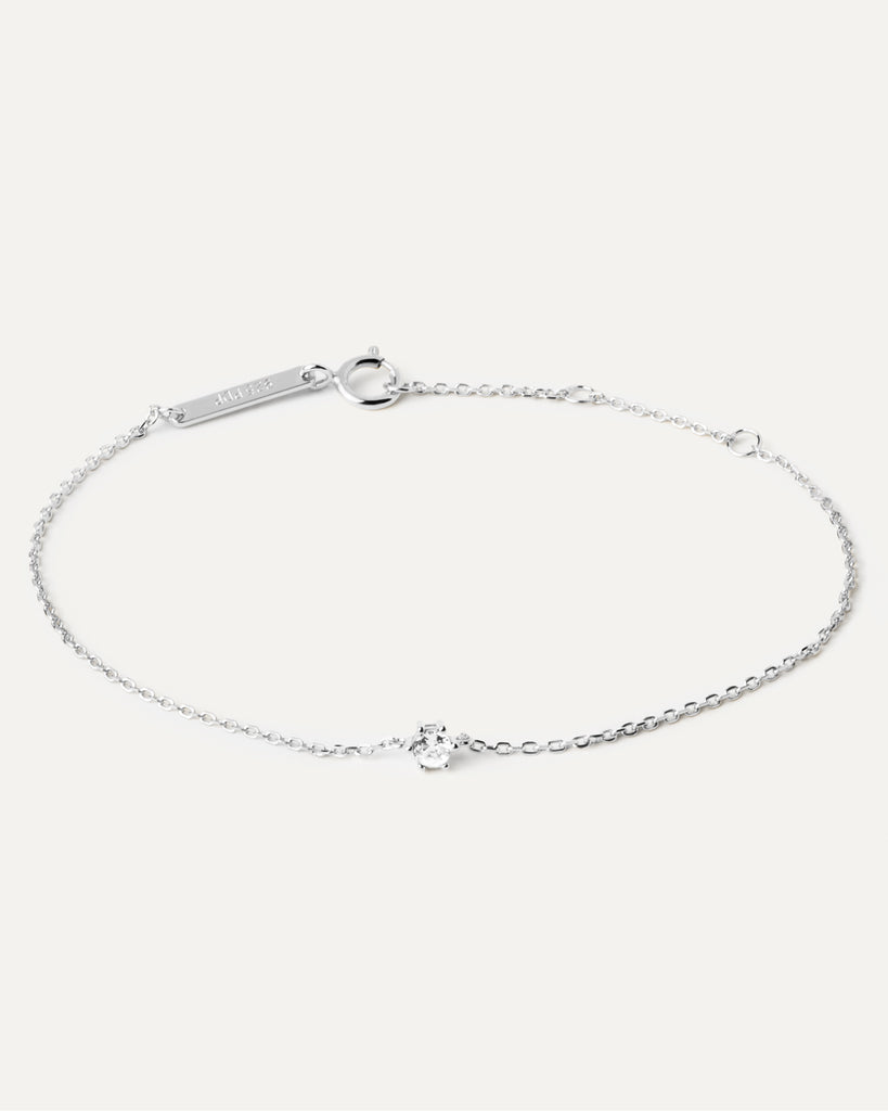 White Solitary Bracelet Silver - PDPAOLA