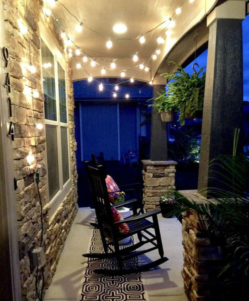 String Lights on the Front Porch