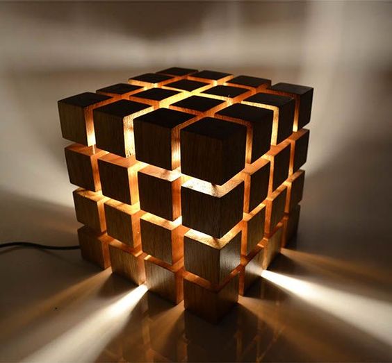 wood cube lamp