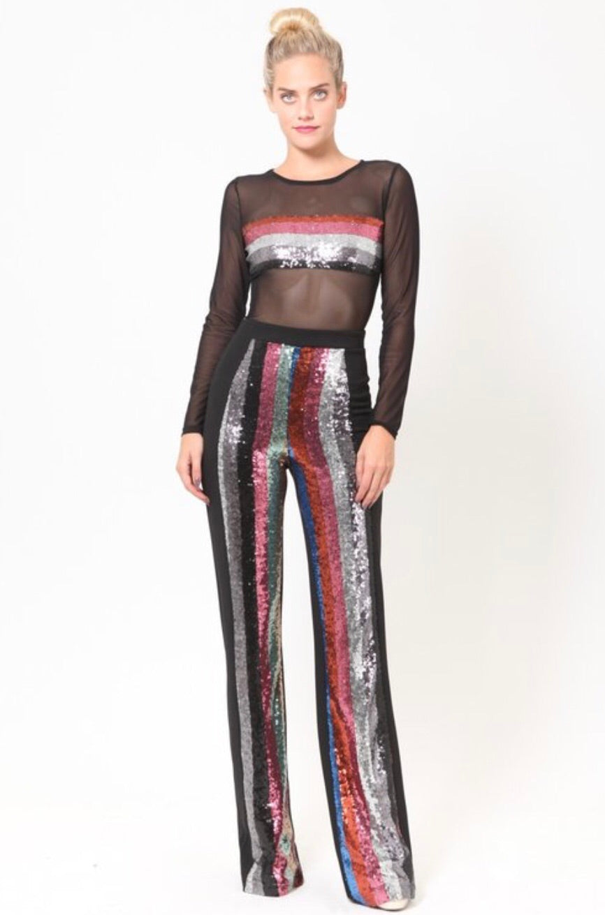 sequin striped pants