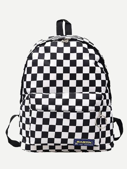 checkered bookbag