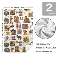 Vintage Cowboy Collage Dish Towel Set of 2 Made in America
