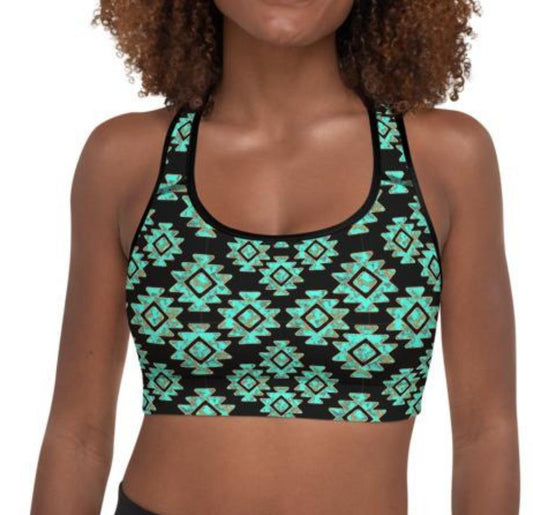 Pink Turquoise Cowgirl Sports Bra