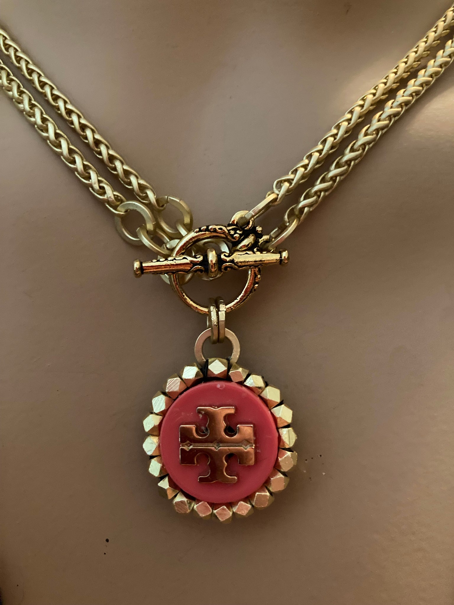 1” Orange Tory Burch Reversible Necklace (only1!) – suewoojewels