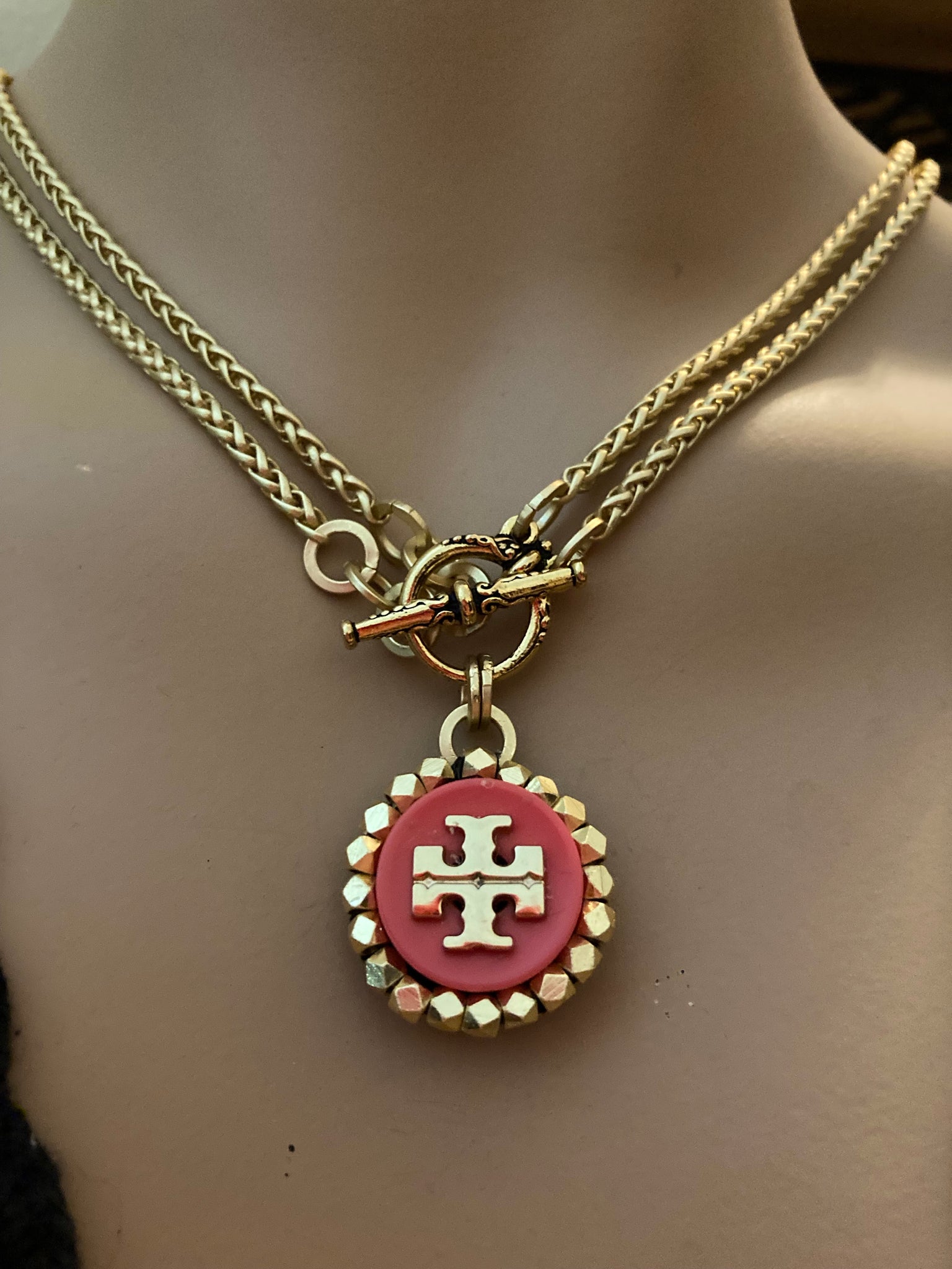 1” Orange Tory Burch Reversible Necklace (only1!) – suewoojewels