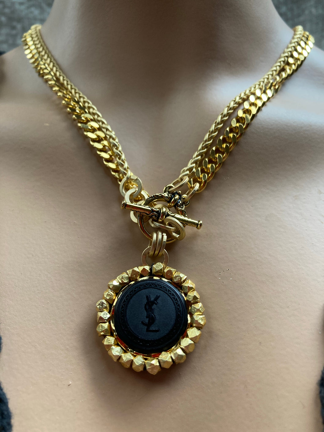 ysl button necklace