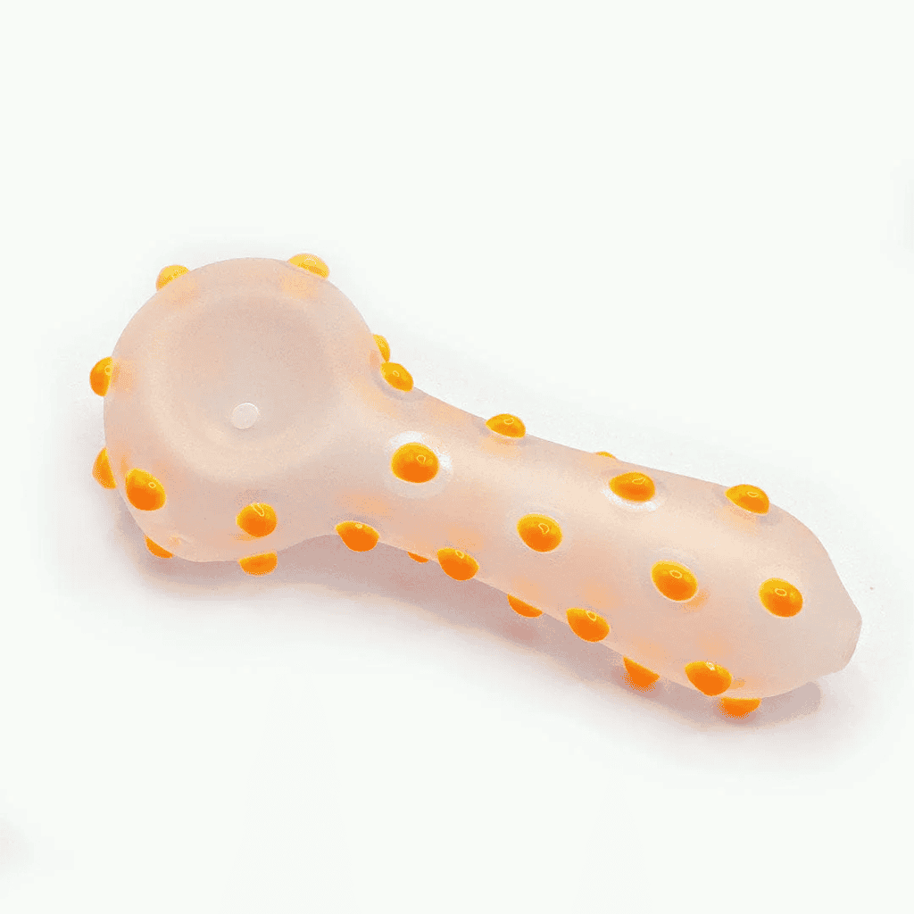 AMBER SPATTER GLASS HAND PIPE