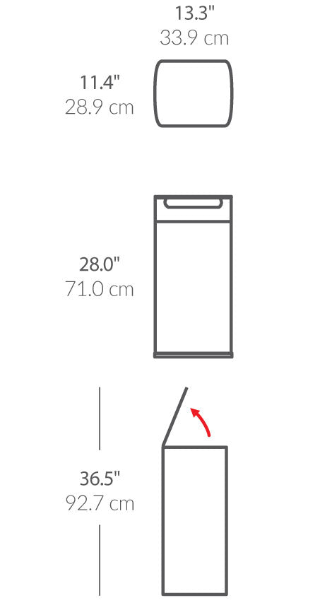 30 litre, rectangular touch-bar bin
