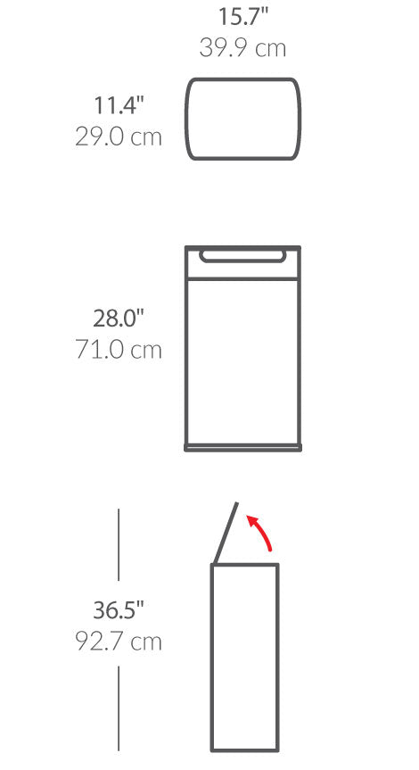 40 liter rechthoekige afvalbak met touch-bar