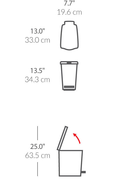 poubelle étroite à pédale 10 L