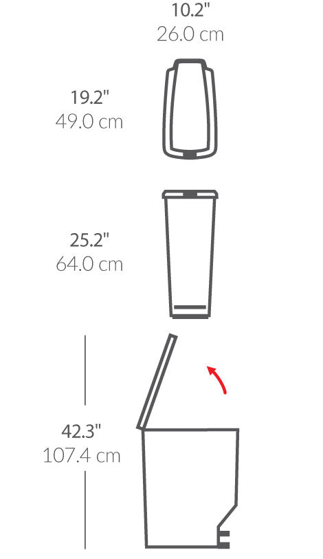 40 Liter, schmaler Treteimer