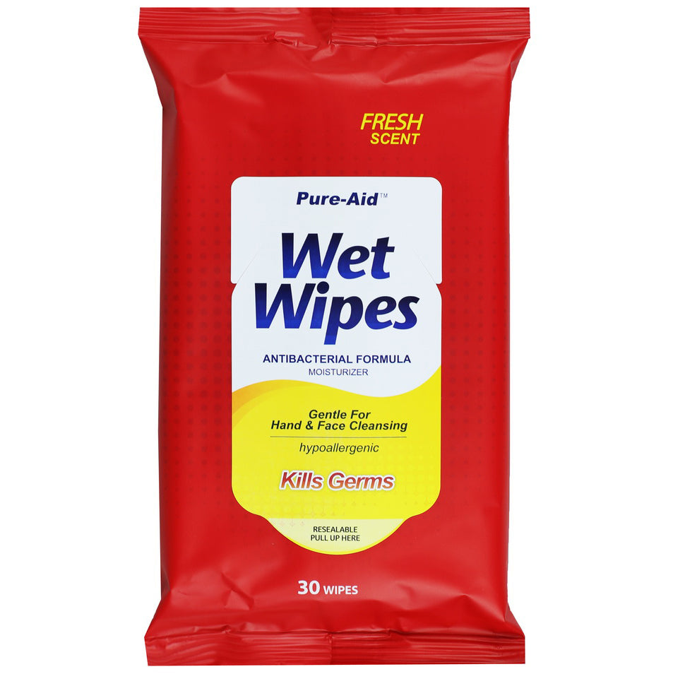 Pure-Aid Wet Wipes Cleansing Tissues, 30ct (Compare to Wet Ones) .