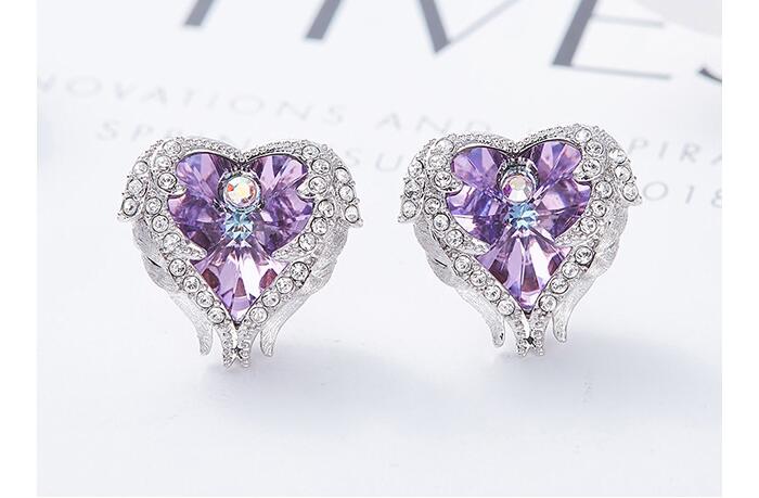 heart shaped earrings with swarovski elements high fashion jewelry who ...