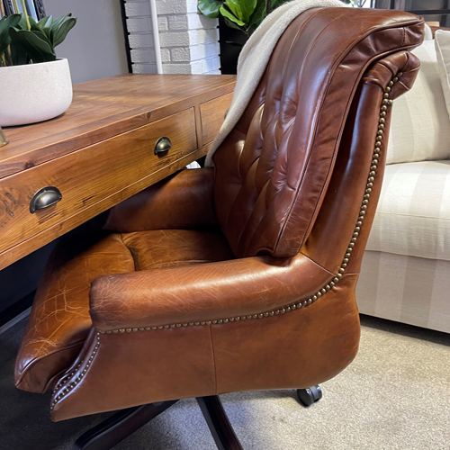 Aged Leather Office Chair - Vintage Brown – Greenslades Furniture