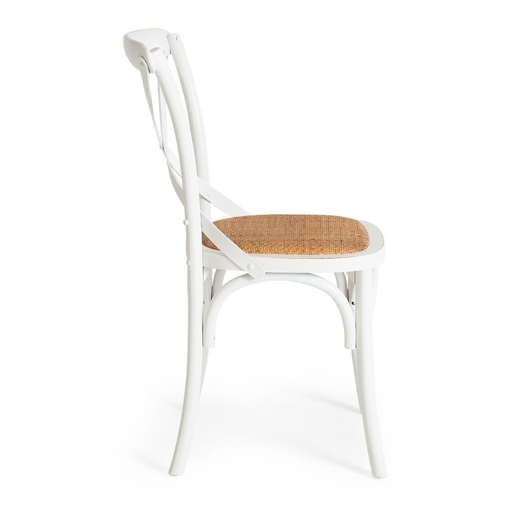 Marcel Cross Back Dining Chair - Aged White – Greenslades Furniture