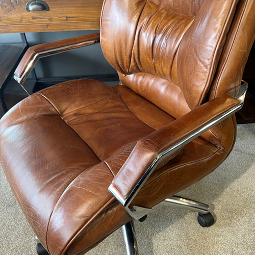 Aged Leather Office Desk Chair - Vintage Brown – Greenslades Furniture